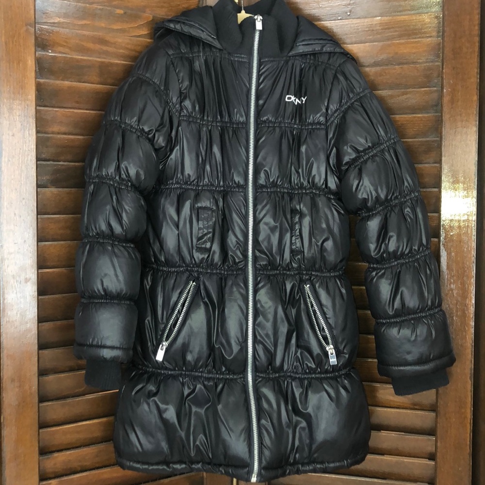 GIRLS DKNY Puffy coat with hood. - Picture 1 of 11